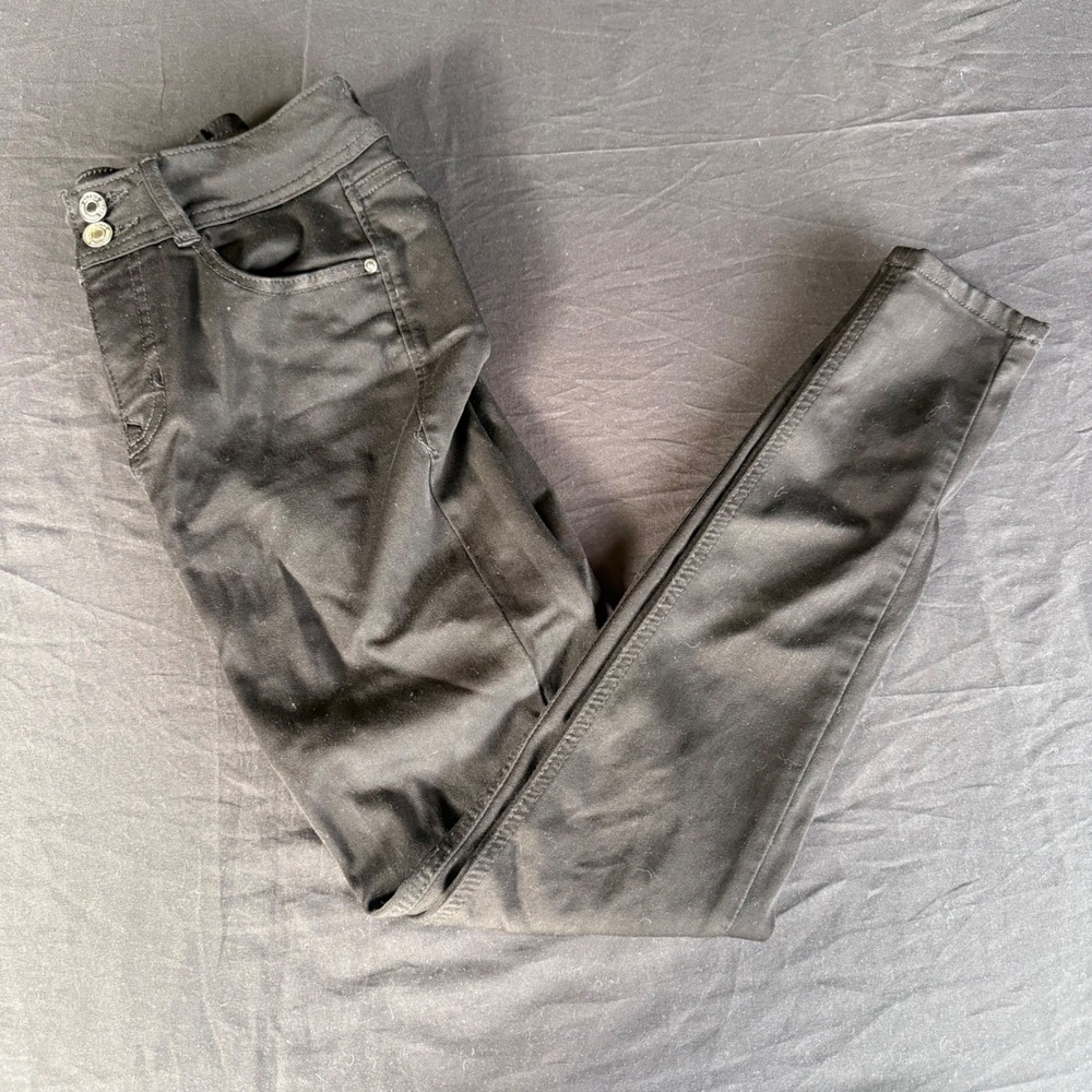 Angels Forever Young Black Skinny Pants High Rise Double Button Size 6